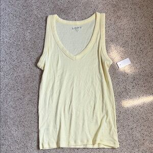 LOFT Pale Yellow V-Neck Tank Top